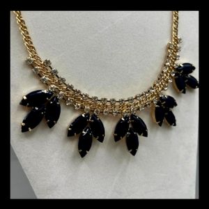 J Crew Statement Necklace Rhinestone and Navy